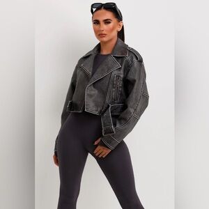 Zara Women's Charcoal Leather Jacket